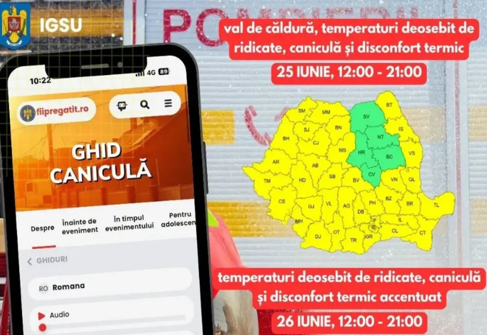 Cum să te protejezi de caniculă. Sfaturile transmise de IGSU pentru zilele cu temperaturi extreme