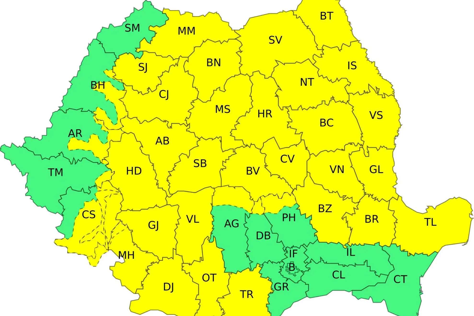 Alertă meteo cod galben