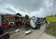 Accident violent în județul Iași. Un tânăr a rămas încarcerat după impactul cu un cap de pod